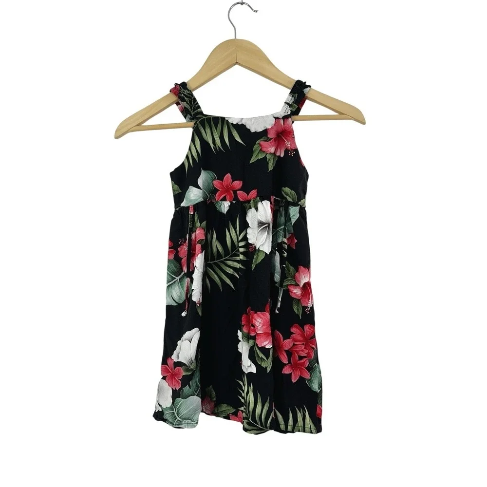RJC Hawaiian Sun Dress Girls 5 Resort Travel‎ Vacation Tropical Colorful Black